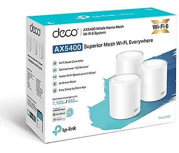 נתב אלחוטי / אקסס פוינט Tp-Link Deco X60 V3.2 AX5400 Whole Home Mesh Wi-Fi 6 System - שלוש יחידות